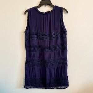 ZARA Navy Blue Sleeveless Dress with Crochet Style Details
